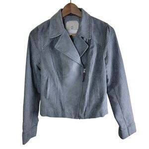 Hei Hei Anthropologie Faux Suede Moto Jacket Women Grey size XS Asymmetrical Zip